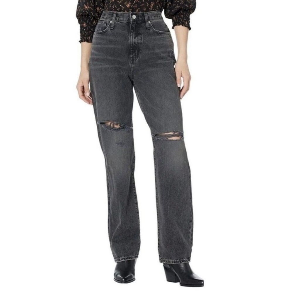 Madewell Baggy Straight Jeans Distressed Faded Black Black high waisted jeans